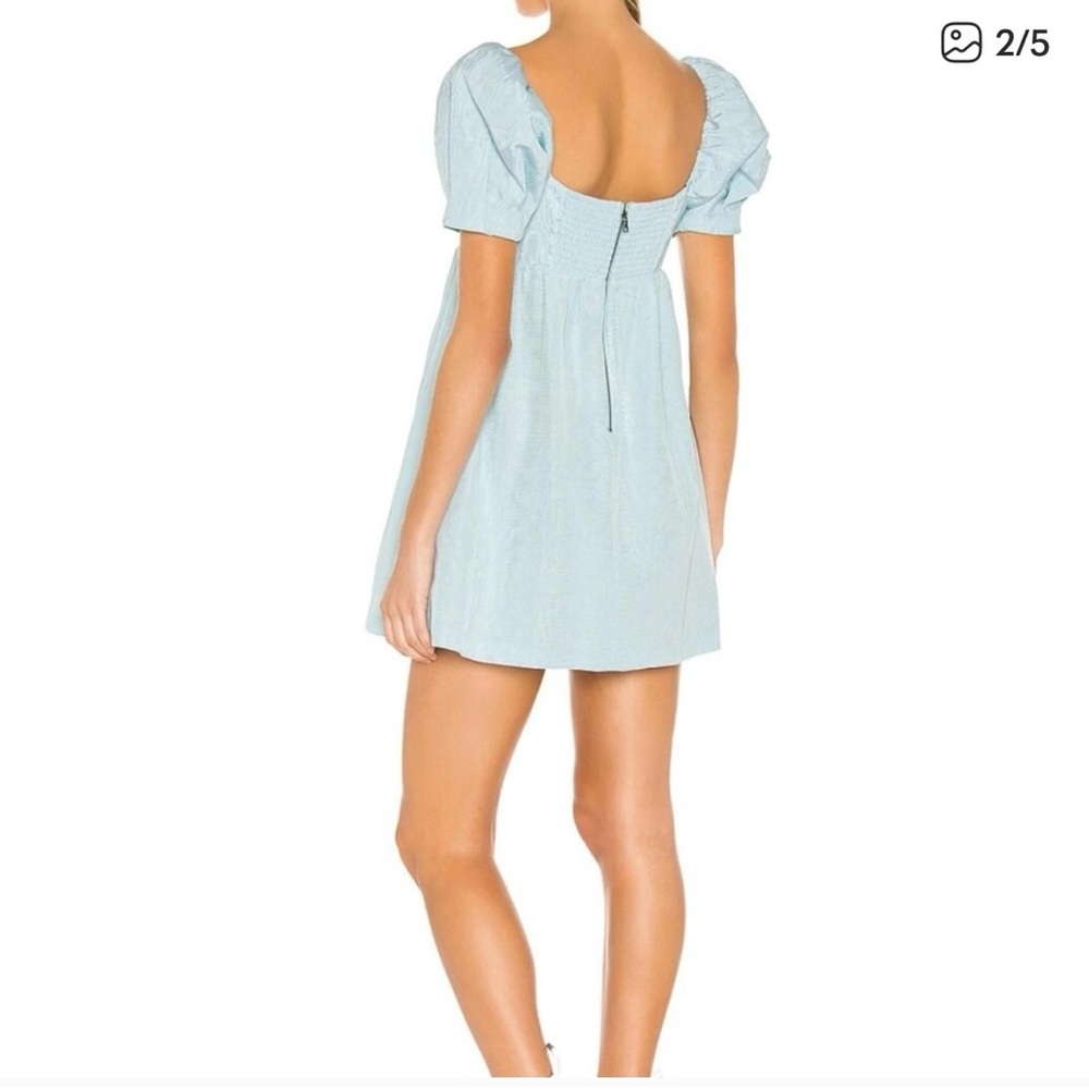 Alice + Olivia Sky Blue Mini Dress with Puff Sleeves